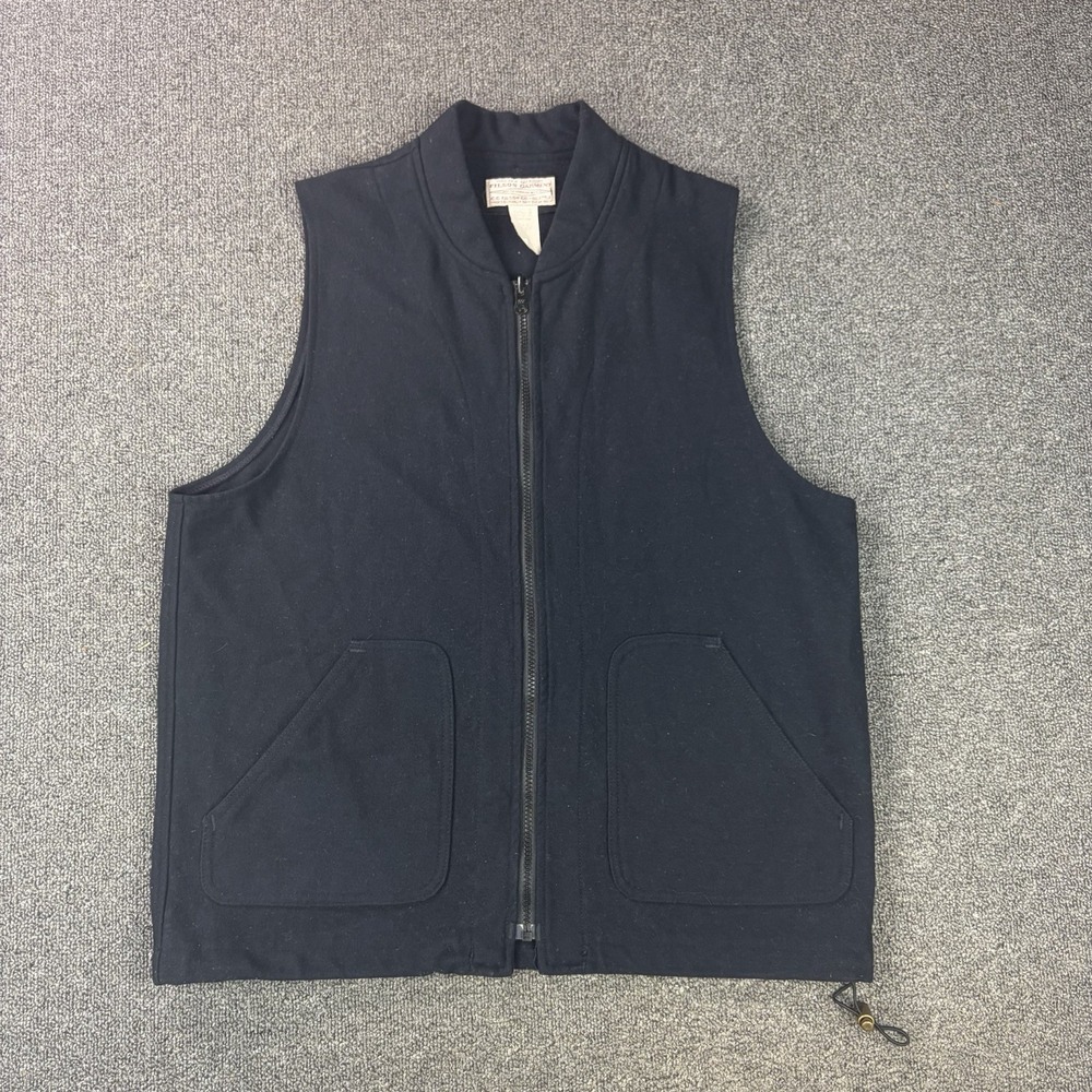 Vtg Filson Mackinaw Wool Vest Liner Mens Large Black Virgin Wool USA Style 91